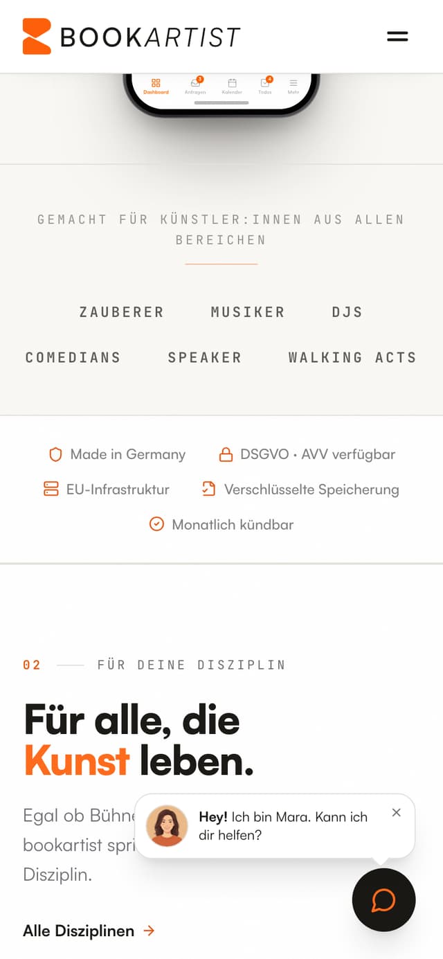 Bookartist auf dem Handy