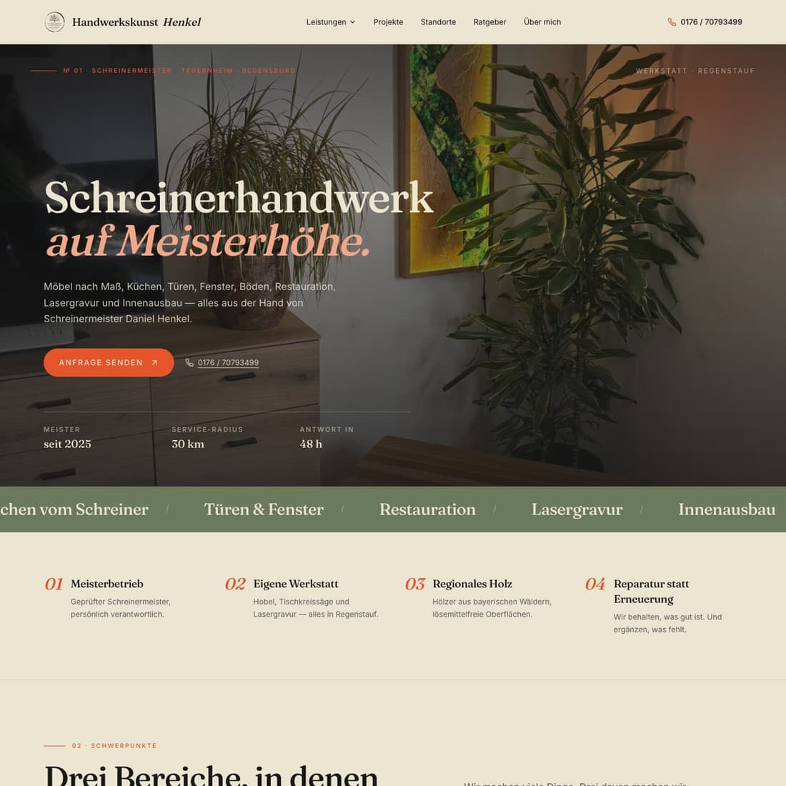Handwerkskunst Henkel – Website, Konfigurator & SEO